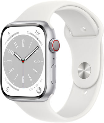 Watch Series 8 45mm Silver Aluminum Case with White Sport Band