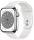 Apple Watch Series 8 45mm Silver Stainless Steel Case with White Sport Band - SM