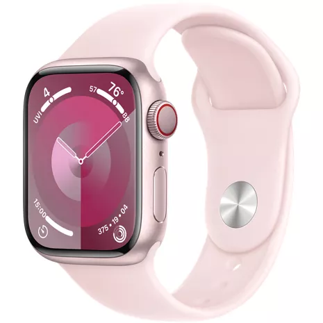 Apple Watch Series 9 - 45mm - GPS + Cellular - Pink Aluminum Case - Light Pink Sport Band - S/M