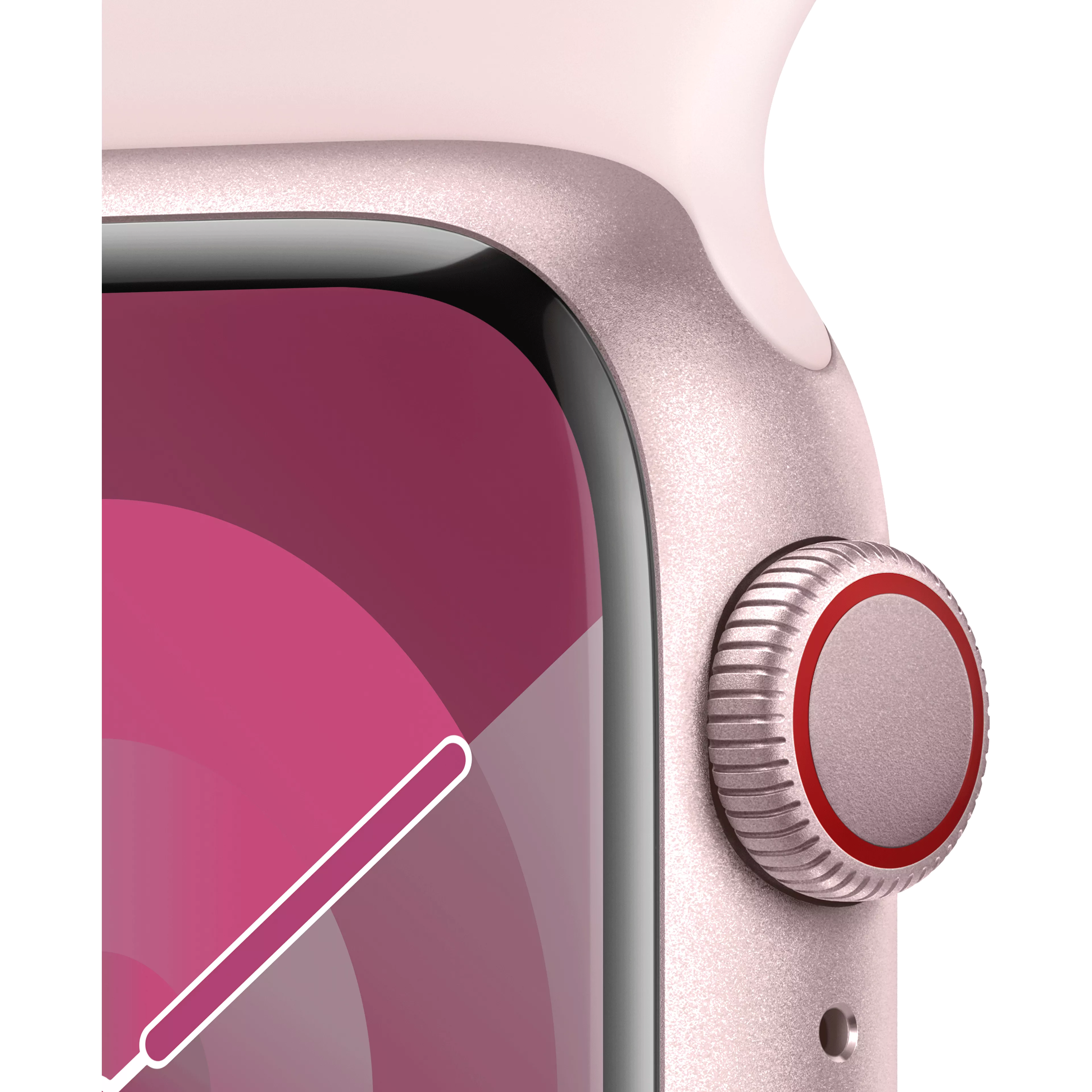 Apple Watch Series 9 GPS + Cellular 41mm Pink Aluminum Case with Light Pink Sport Band - S/M image 3