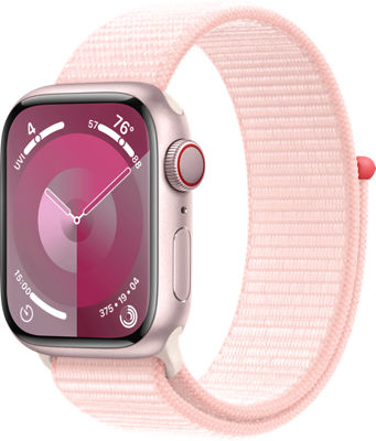 Apple Watch Series 9 - 41mm - GPS + Cellular - Pink Aluminum Case - Light Pink Sport Loop