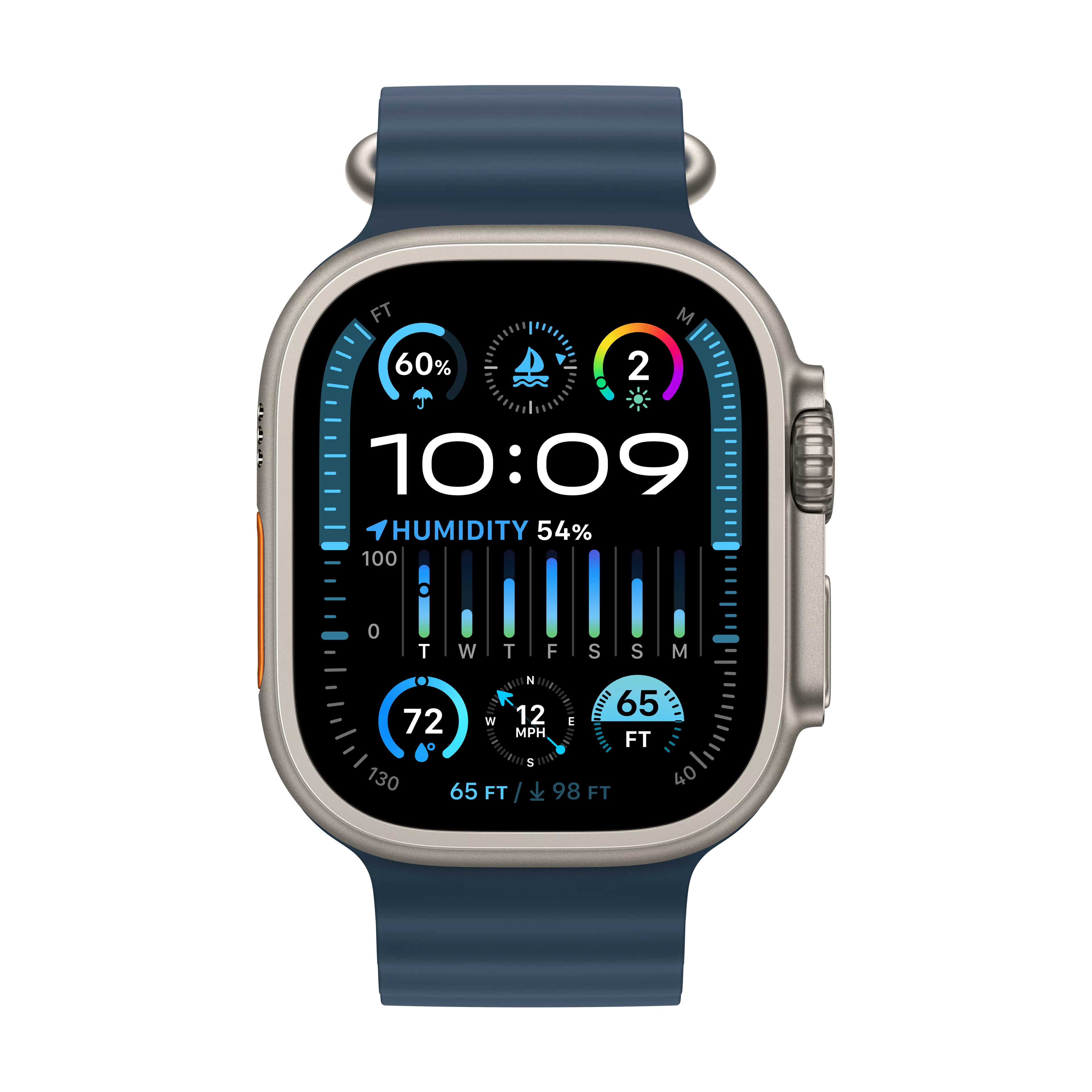Apple Watch Ultra 2 49mm Titanium Case Blue Ocean Band (CPO - Great Condition) image 2