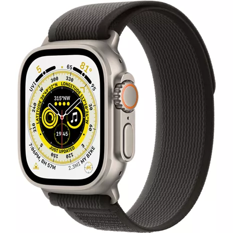 GUESS Black Leather Quattro G Logo Strap For Apple Watch