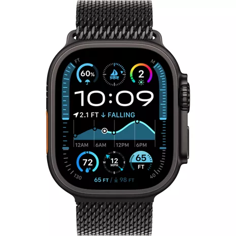 Apple Watch Ultra 2 GPS Cellular 49mm Titanium Case with Black Titanium Milanese Loop Small Black