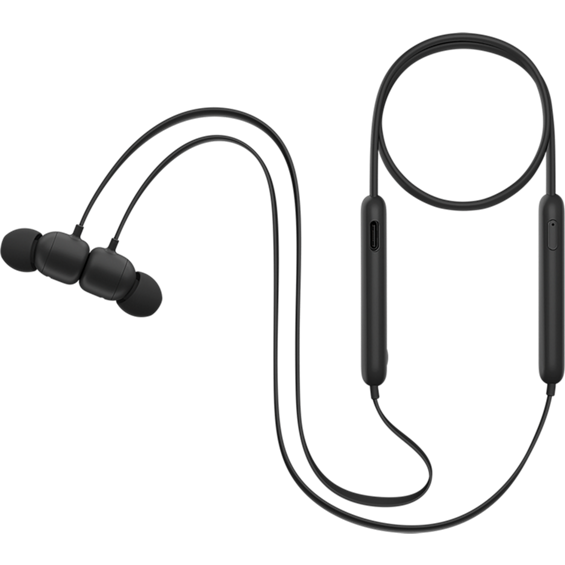 Top coiled product view of the Beats Flex Wireless Earphones in Black.