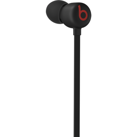 Closeup product view of one earpiece of the Beats Flex Wireless Earphones in Black.