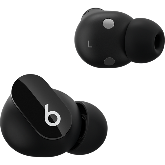 Front and back product view of the Beats Studio Buds True Wireless Noise Cancelling Earbuds in Black.