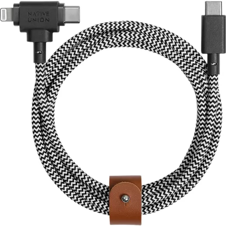 Native Union Belt Cable Duo USB-C to USB-C and Lightning - Zebra