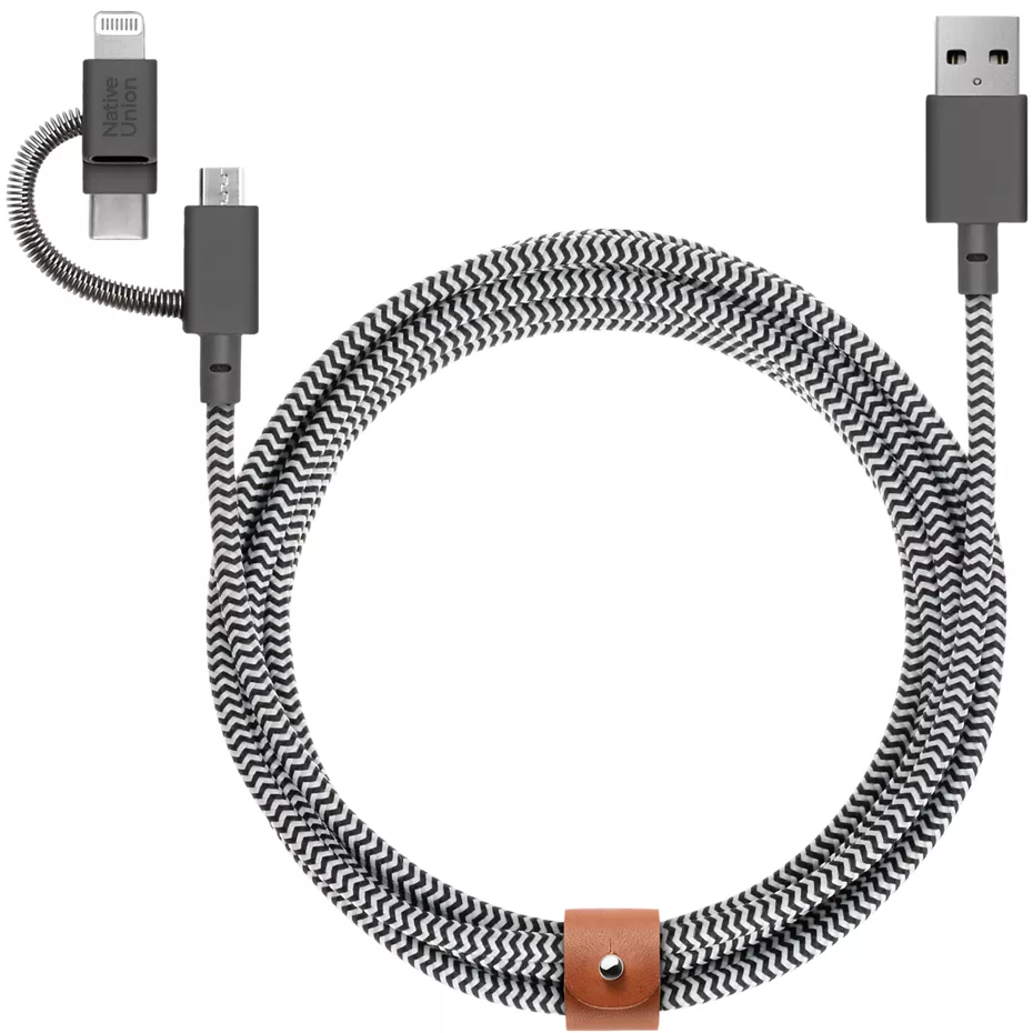Native Union Belt Cable Universal (3-in-1) Charging Cable, 6.5ft - Zebra | Verizon
