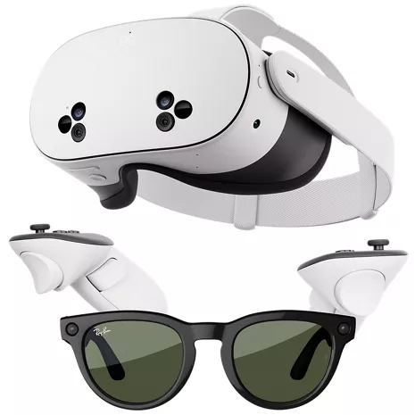 Buy Ray-Ban Meta Headliner glasses - Low Bridge Shiny Black/G15 Green and Meta Quest 3S 128GB to receive $100 off