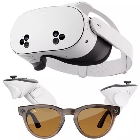 Buy Ray-Ban Meta Headliner glasses - Shiny Warm Stone/Saffron Yellow Transitions and Meta Quest 3S 128GB to receive $100 off