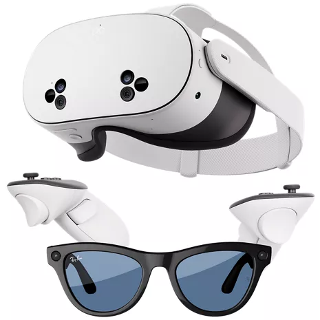 Buy Ray-Ban Meta Skyler glasses - Shiny Black/Cerulean Blue Transitions and Meta Quest 3S 128GB to receive $100 off