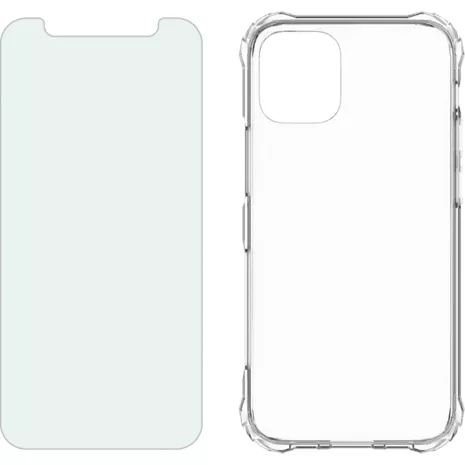 Paquete de funda Clarity y protector de pantalla con filtro de luz azul de Verizon para el iPhone 12 mini