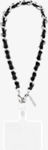 Pulsera con dijes para teléfono - Cadena color plata con cuero negro​​ 