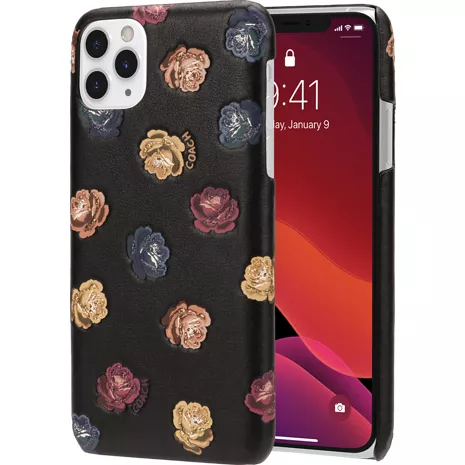 Coach Printed Leather Slim Wrap Case for iPhone 11 Pro Max - Dreamy Peony Rainbow/Black
