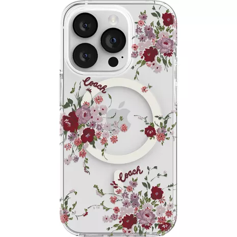 Coach Protective Case with MagSafe for iPhone 14 Pro - Floral Purple Bundle