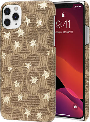 COACH Slim Wrap Case for iPhone 11 - Signature C Khaki/Gold Foil Stars