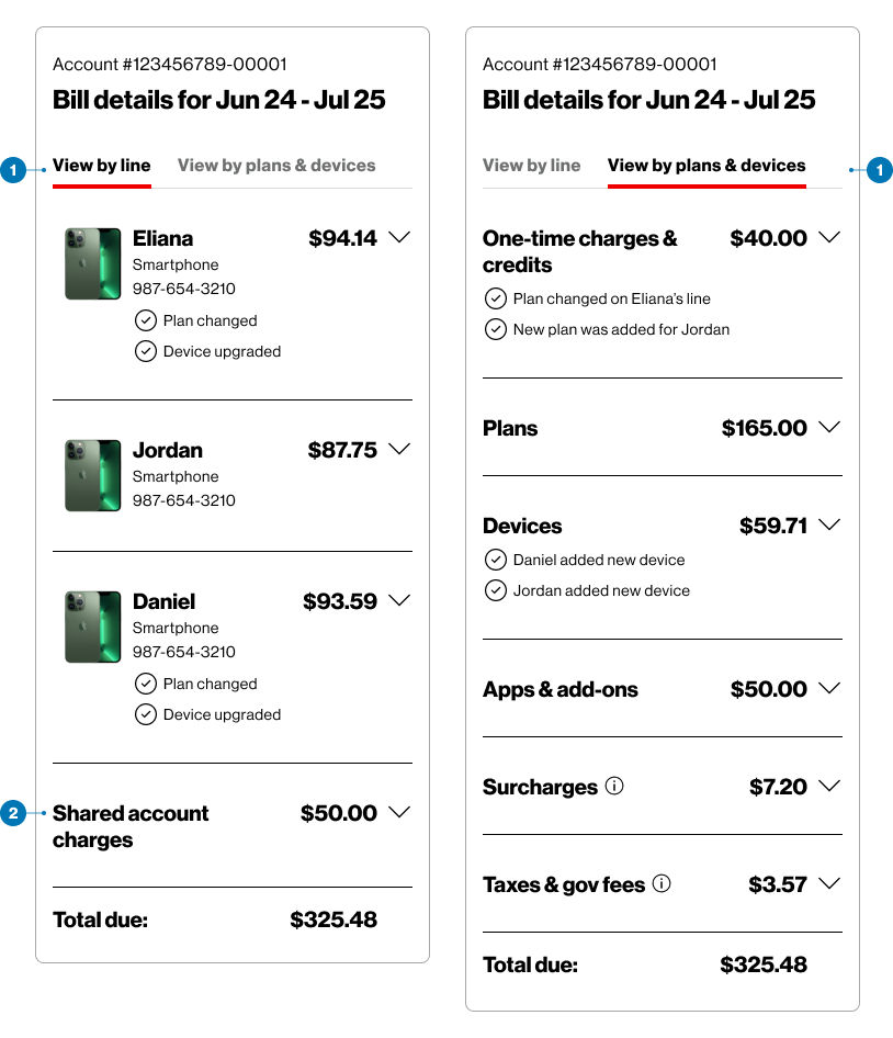 Digital bill screenshot