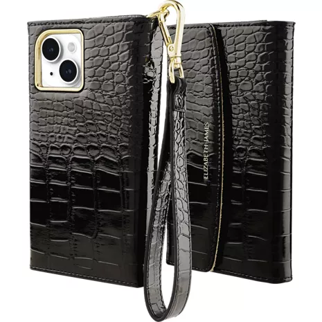 Elizabeth James Estuche con pulsera y MagSafe para el iPhone 15, iPhone 14 y iPhone 13 - Black Croc