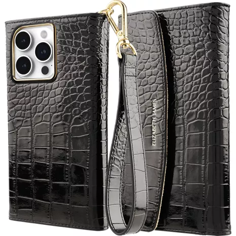 Elizabeth James Estuche con pulsera y MagSafe para el iPhone 15 Pro Max - Black Croc