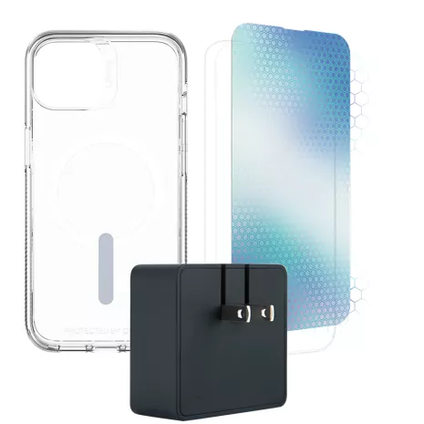 Gear4 Crystal Palace Snap Case with MagSafe, Screen Protector and Charger for iPhone 14 and iPhone 13/13 Pro