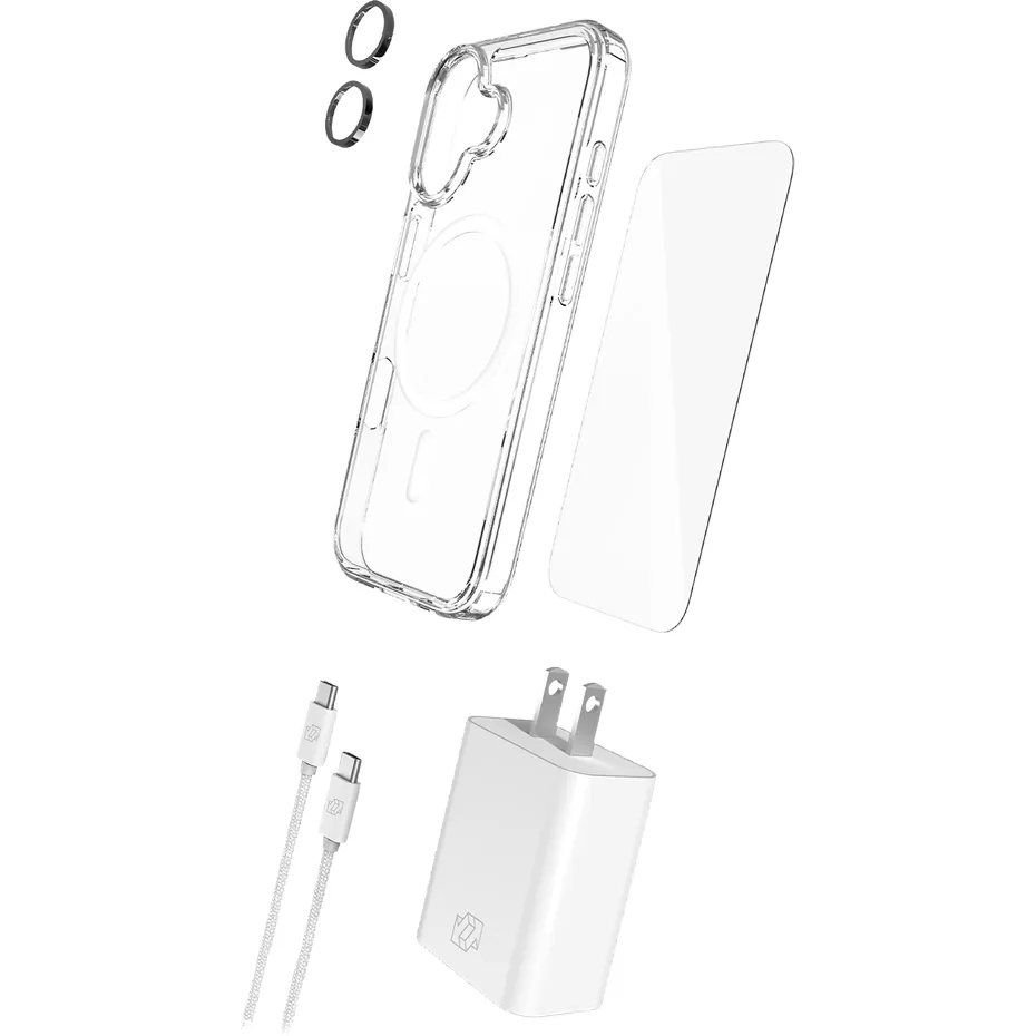 Gadget Guard 5 in 1 Essentials Protection and Power Bundle for iPhone 17 - Clear Verizon