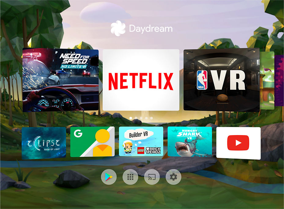 Screen of available Apps for Google Daydream View