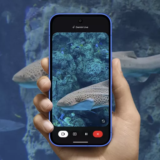 Share your camera in Gemini Live to talk through what’s around you.<sup>3</sup>