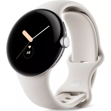 Pixel Watch LTE， Polished Silver， Chalk-