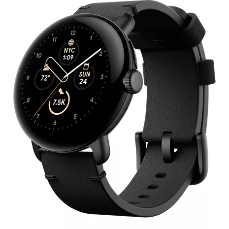 Google Crafted Leather Band for Pixel Watch, Large - Obsidian