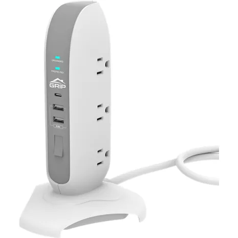 GRiP 5 Outlet Tower Surge Protector with 2 USB / 1 USB-C Ports