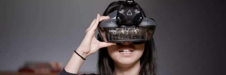 Woman wearing a VR headset