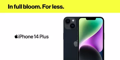 In full bloom. For less. iPhone 14 Plus