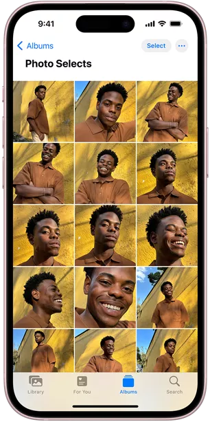 A collection of photos in Photos app on iPhone 15.