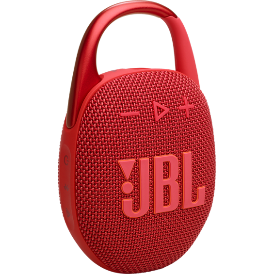 Back view of red JBL Clip 5 Ultra-portable Waterproof Speaker.