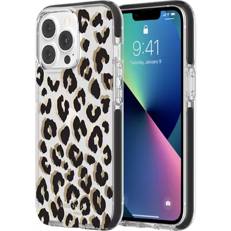 kate spade new york Defensive Hardshell Case for iPhone 13 Pro - City Leopard Black/Clear
