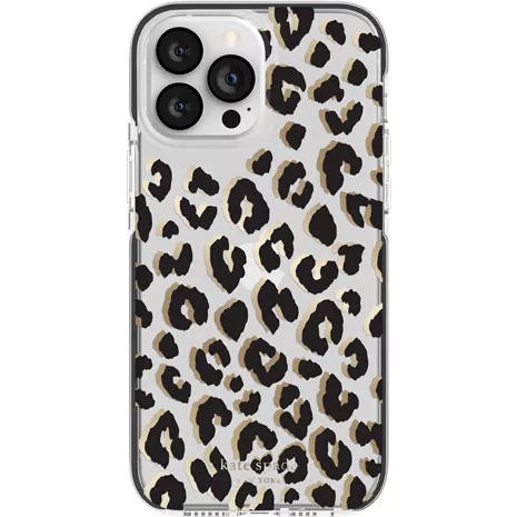kate spade new york Defensive Hardshell Case for iPhone 13 Pro Max - City Leopard Black/Clear