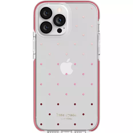kate spade new york Defensive Hardshell Case for iPhone 13 Pro Max - Pin Dot Ombre Pink/Clear