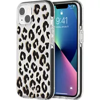 Kate Spade New York Defensive Hardshell Case for iPhone 13 (City Leopard Black/Clear)