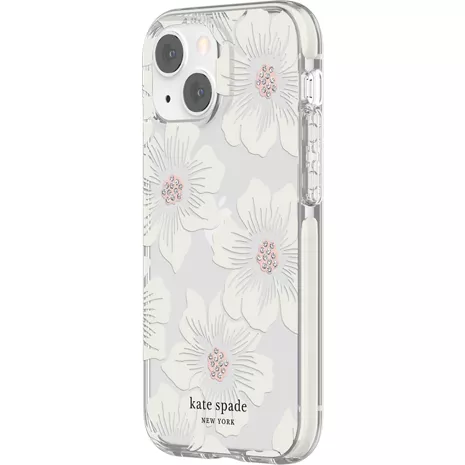 kate spade new york Defensive Hardshell Case for iPhone 13 mini - Hollyhock Floral Clear