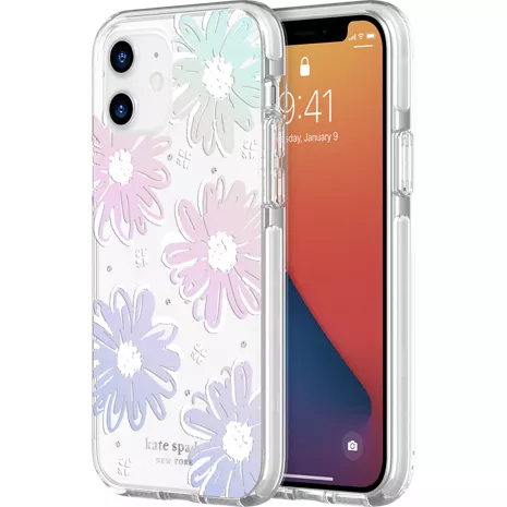 kate spade new york Defensive Hardshell Case for iPhone 12/iPhone 12 Pro - Daisy Iridescent Foil/Clear