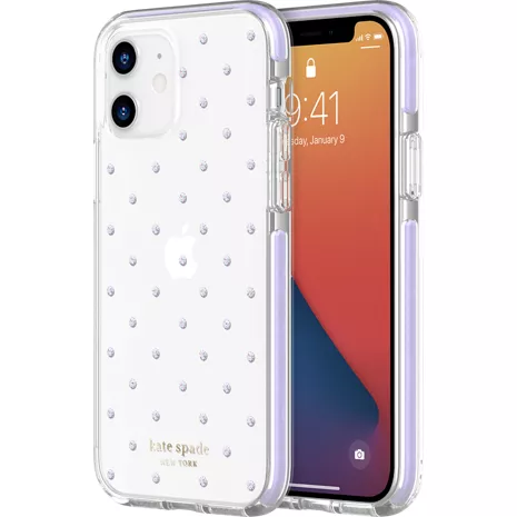 kate spade new york Defensive Hardshell Case for iPhone 12/iPhone 12 Pro - Sarah Pin Dot Lilac