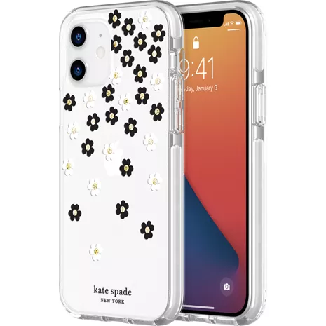 kate spade new york Defensive Hardshell Case for iPhone 12/iPhone 12 Pro - Scattered Flowers/Clear