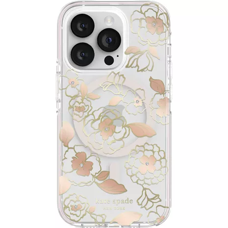 Funda dura protectora Kate Spade con MagSafe para el iPhone 14 Y el iPhone  13 - Gold Floral