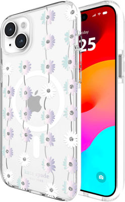 kate spade new york Protective Hardshell Case for iPhone 12 & iPhone 12 Pro  - Daisy Iridescent Foil/White/Clear/Gems