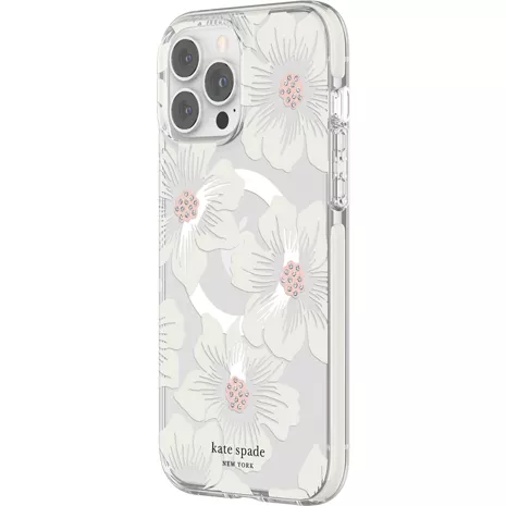 kate spade new york Defensive Hardshell Case with MagSafe for iPhone 13 Pro Max - Hollyhock Floral Clear