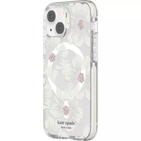 kate spade new york Defensive Hardshell Case with MagSafe for iPhone 13 mini - Hollyhock Floral Clear