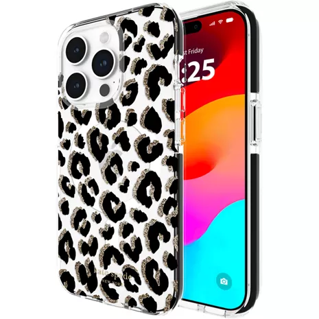 kate spade new york Tough Protective Case with MagSafe for iPhone 15 Pro - City Leopard Glitter
