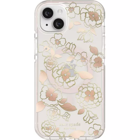 kate spade new york Defensive Hardshell Case with MagSafe for iPhone 14 Plus - Gold Floral