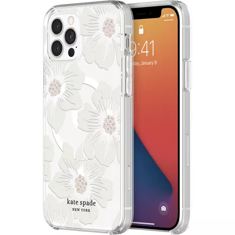 kate spade new york Protective Hardshell Case for MagSafe for iPhone 12/iPhone 12 Pro   Hollyhock Floral Clear